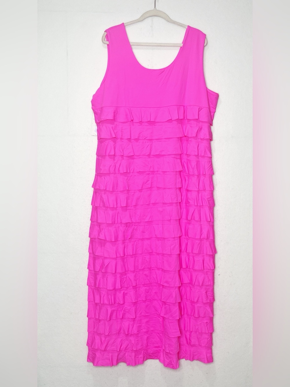 NWT Lulu-B Hot Pink Cha Cha Ruffle Maxi Dress Resort Wear 2X Plus Size Vacation - Picture 4 of 11